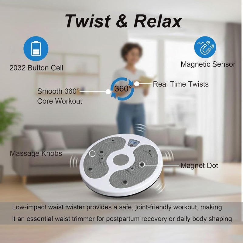 KYTO Waist Twister Disc – Core Trainer Board with Digital Counter, Ab Workout Equipment with 360° Rotation, Non-Slip Foot Massage Design for Home, Office Fitness - Image 4